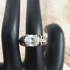 Vintage Kabana Designer Ring 925 Sterling Large Oval Cut Stone Sz 8